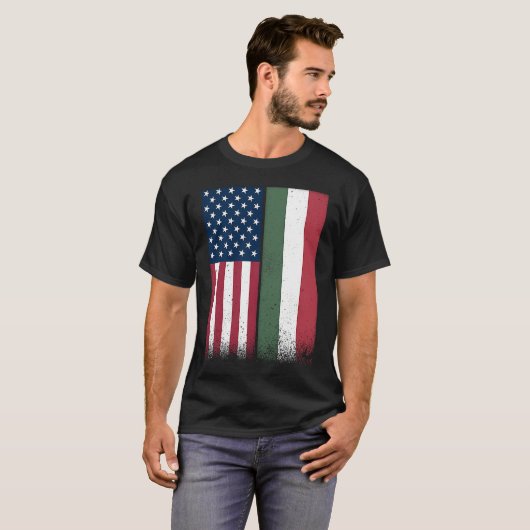 Hongarije Hongaarse Amerikaanse vlaggen trots VS H T-shirt (Voorkant volledig)