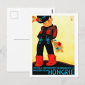 Hongarije, hongaarse jongen in volkskostuum,  briefkaart (Voorkant / Achterkant)