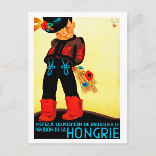Hongarije, hongaarse jongen in volkskostuum, briefkaart