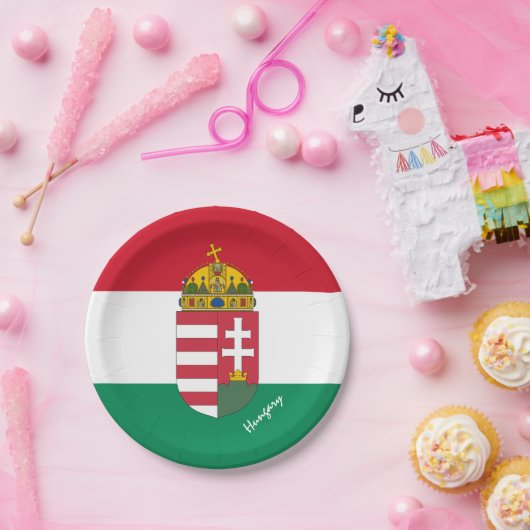 Hongarije, Hongaarse vlag - feest, verjaardag / sp Papieren Bordje (Feest)
