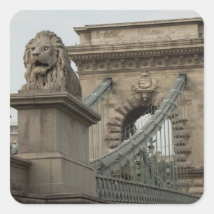 Hongarije, hoofdstad Boedapest. Historisch 2 Vierkante Sticker