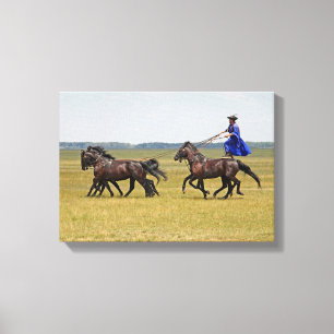 Hongarije horseman en paarden canvas afdruk