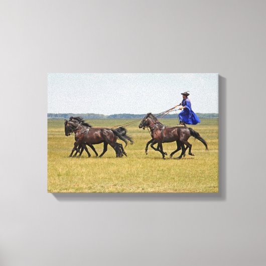 Hongarije horseman en paarden canvas afdruk (Voorkant)