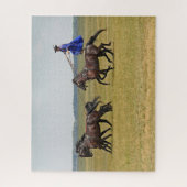 Hongarije horseman en paarden legpuzzel (Verticaal)