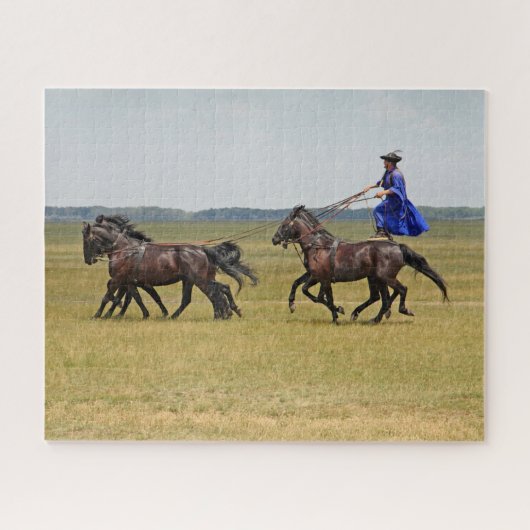Hongarije horseman en paarden legpuzzel (Horizontaal)