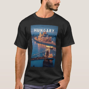 Hongarije Illustratie Reis Kunst Vintage T-shirt