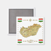 Hongarije Kaart + Vlaggen Magnet (Voorkant / Achterkant)