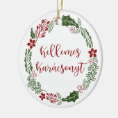 Hongarije Kerst met vrolijk kerstfeest Kellemes Ka Keramisch Ornament (Links)