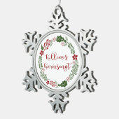 Hongarije Kerst met vrolijk kerstfeest Kellemes Ka Tin Sneeuwvlok Ornament (Rechts)