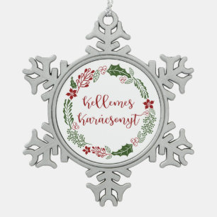 Hongarije Kerst met vrolijk kerstfeest Kellemes Ka Tin Sneeuwvlok Ornament