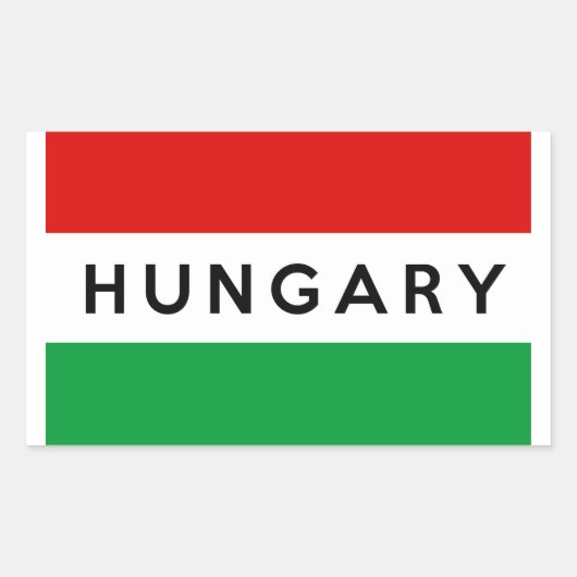 hongarije land vlag symbool naam tekst rechthoekige sticker (Voorkant)