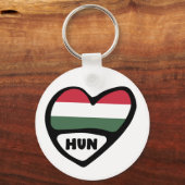 Hongarije Landcode vlaggenharttoetsenbord, HUN Sleutelhanger (Voorkant)