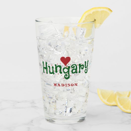Hongarije Love custom name pint glass Glas (Achterkant ijs)
