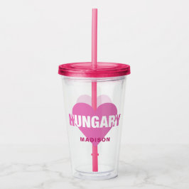 Hongarije Love custom name tumblers Acryl Drinkbeker