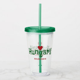 Hongarije Love custom name tumblers Acryl Drinkbeker