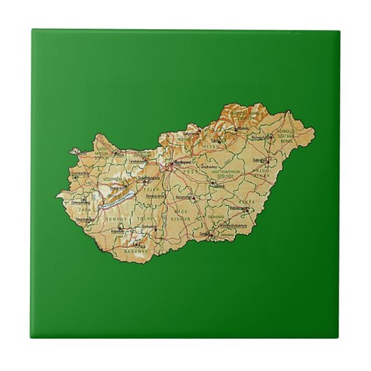 Hongarije Map Tile Tegeltje (Voorkant)