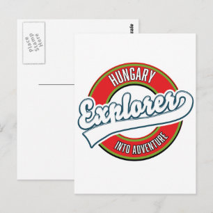 Hongarije ontdekkingsreiziger in avonturenlogo briefkaart
