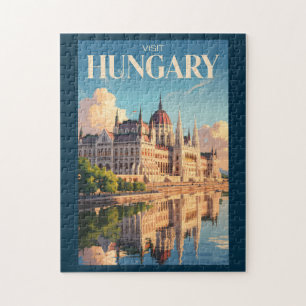 Hongarije Parlement Illustratie Reis Kunst Vintage Legpuzzel