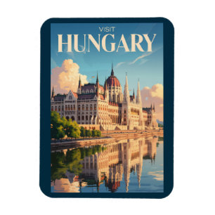 Hongarije Parlement Illustratie Reis Kunst Vintage Magneet