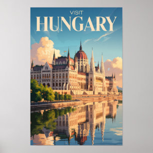 Hongarije Parlement Illustratie Reis Kunst Vintage Poster