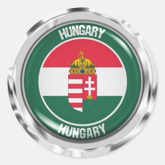 Hongarije Round Emblem Ronde Sticker (Voorkant)