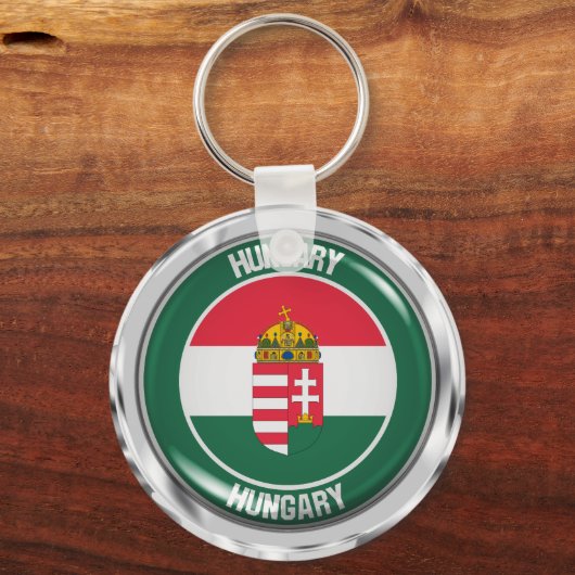 Hongarije Round Emblem Sleutelhanger (Voorkant)