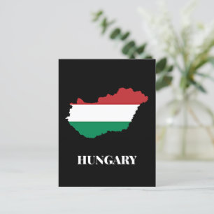 Hongarije, silhouet en vlag, briefkaart