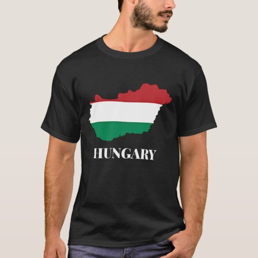 Hongarije, silhouet en vlag, t-shirt (Voorkant)
