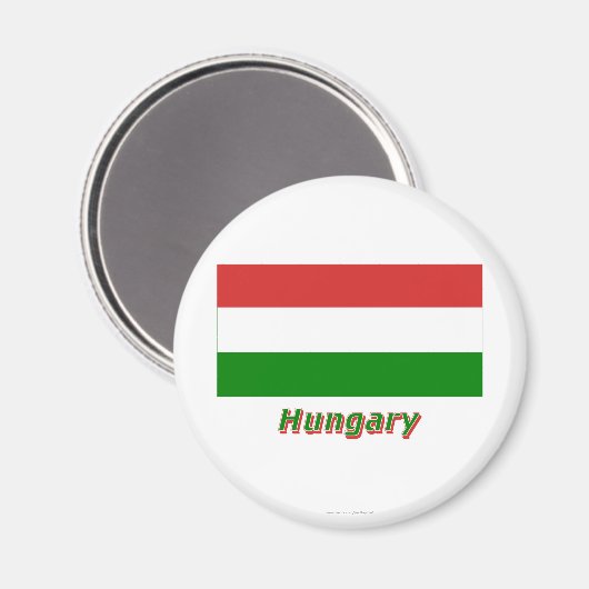 Hongarije Vlag met naam Magneet (Voorkant / Achterkant)