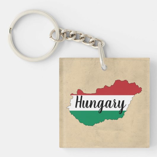 Hongarije Vlag Silhouet Sleutelhanger (voorkant)