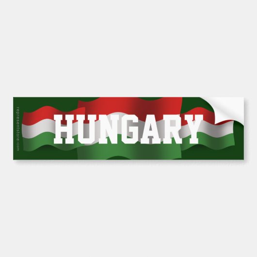 Hongarije Waving Flag Bumpersticker (Voorkant)