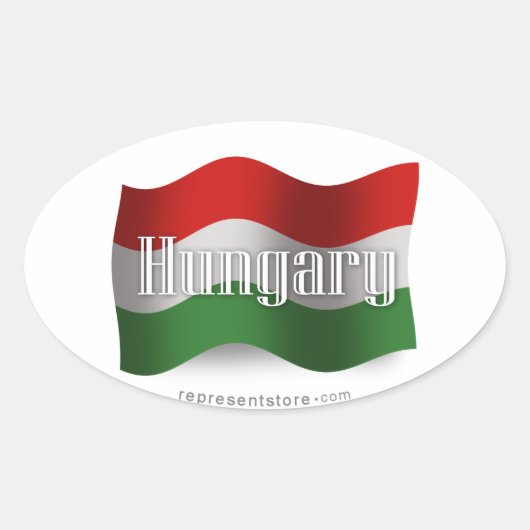 Hongarije Waving Flag Ovale Sticker (Voorkant)
