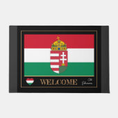 Hongarije Welkom thuis mat, Hongaarse vlag / grijs Deurmat (Voorkant)