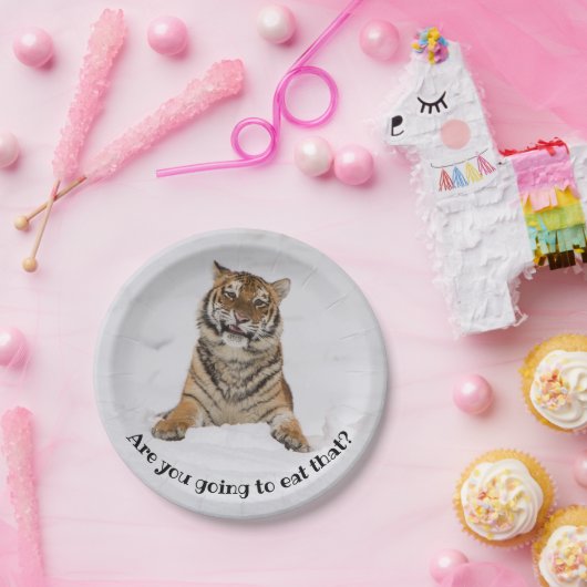 Honger, ga je dat eten? papieren bordje (Feest)