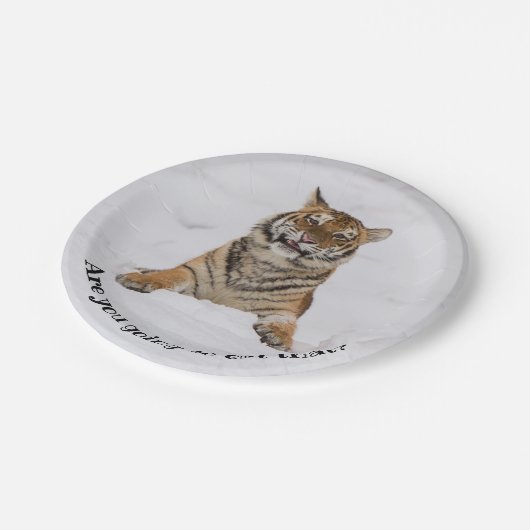 Honger, ga je dat eten? papieren bordje (Gekanteld)