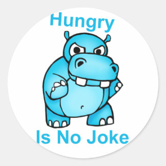 Honger is geen Joke. Hippo Ronde Sticker