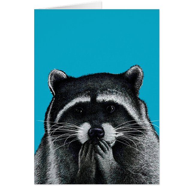 Honger Raccoon op blauw (Voorkant)