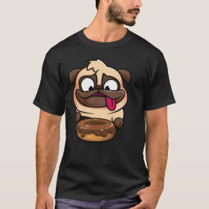Hongerhond, pug, Love, Eating, Donut, Cute, Dog Lo T-shirt