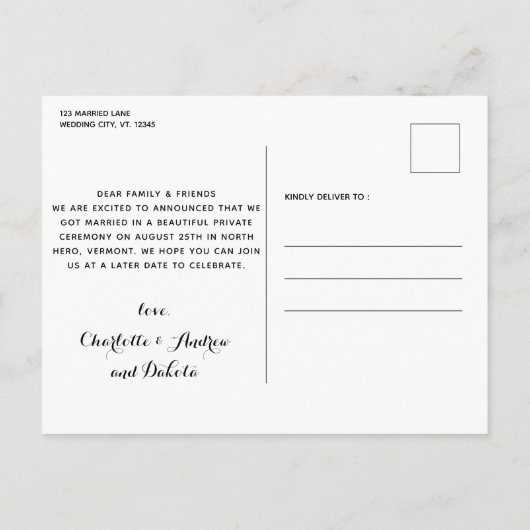 Hongerhond trouwde net met ons huwelijk... aankondigingskaart (Achterkant)