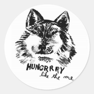 hongerig als de wolf ronde sticker
