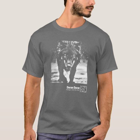 Hongerig als de wolf streepjescode speciale muziek t-shirt (Voorkant)