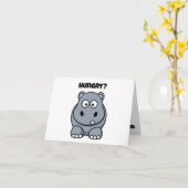 Hongerig Hippo Grappig Kinder Hippopotamus Cartoon Kaart (Gele Bloem)
