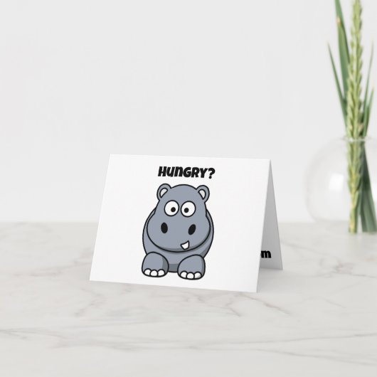 Hongerig Hippo Grappig Kinder Hippopotamus Cartoon Kaart (Voorkant)