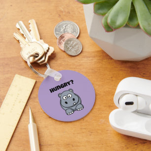 Hongerig Hippo Grappig Kinder Hippopotamus Cartoon Sleutelhanger