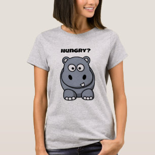 Hongerig Hippo Grappig Kinder Hippopotamus Cartoon T-shirt
