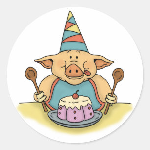 hongerig piggy grappig birthday sticker