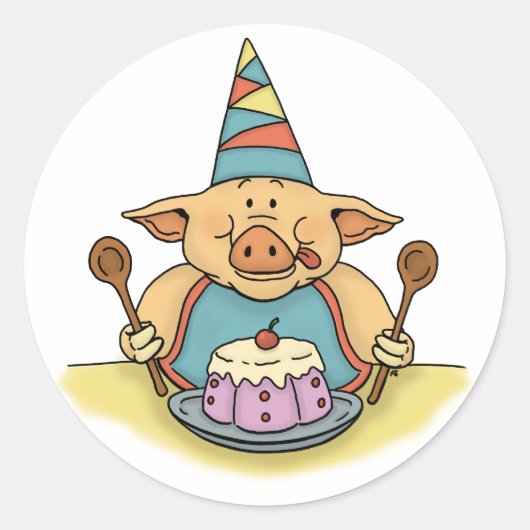 hongerig piggy grappig birthday sticker (Voorkant)