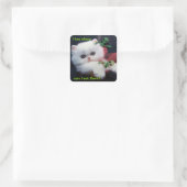 Hongerig Schattige Kitten - Vierkante Sticker (Tas)