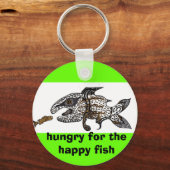hongerig voor de gelukkige vis sleutelhanger (Voorkant)