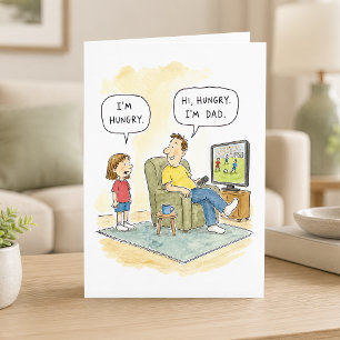 Hongerige Dochter Vader Grap Cartoon Vaderdag Kaart